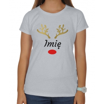 Koszulka damska świąteczna na mikołajki renifer rogi